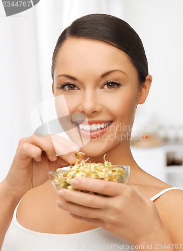 Image of woman with mung sprout beans