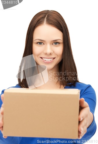 Image of businesswoman delivering box