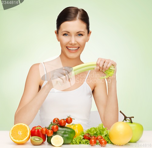 Image of woman with fruits and vegetables
