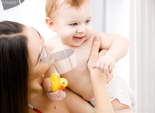 Image of baby boy in mother hands