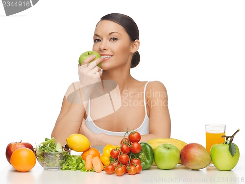 Image of woman with fruits and vegetables