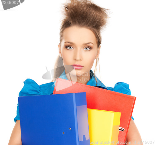 Image of happy woman with folders