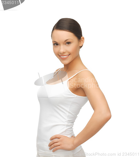 Image of woman in blank white t-shirt
