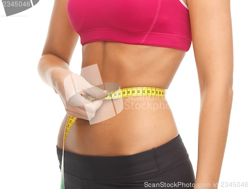 Image of trained belly with measuring tape