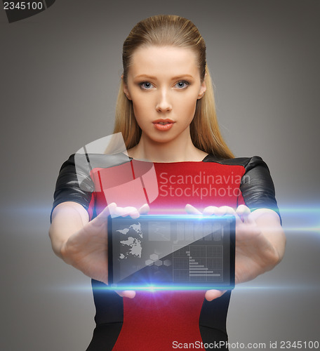 Image of futuristic woman with tablet pc