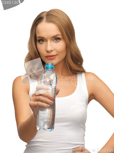 Image of young beautiful woman with  bottle of water