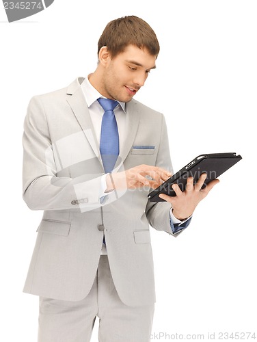 Image of happy man with tablet pc computer