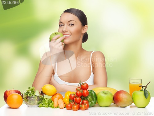 Image of woman with fruits and vegetables