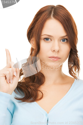 Image of woman with finger up