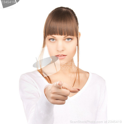 Image of businesswoman pointing her finger