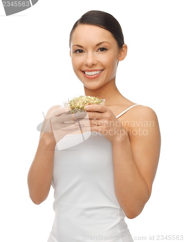 Image of woman with mung sprout beans