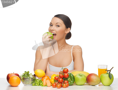 Image of woman with fruits and vegetables