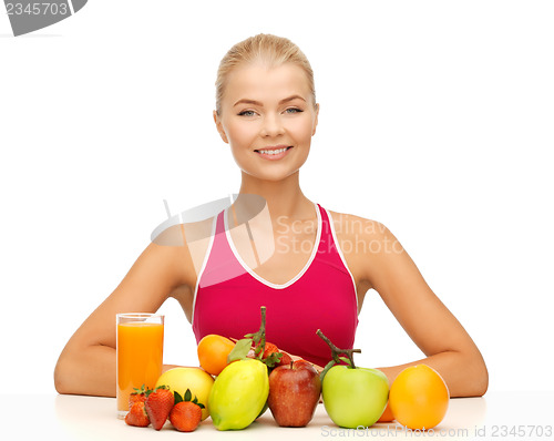 Image of woman with organic food or fruits