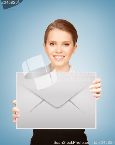 Image of girl showing virtual envelope