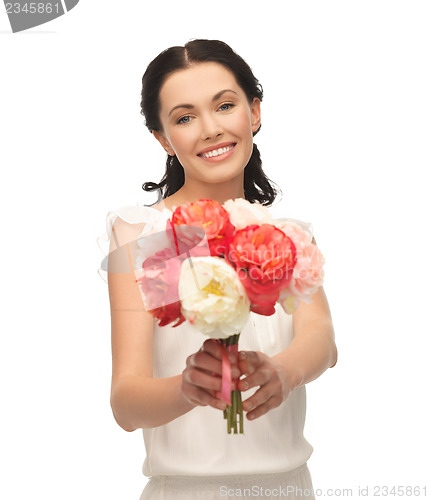 Image of woman with bouquet of flowers