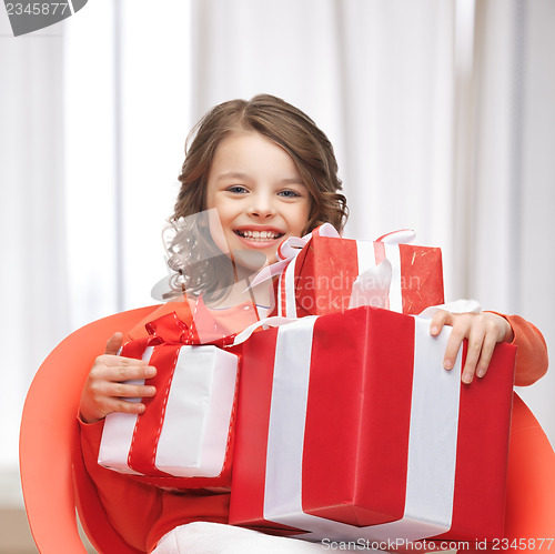 Image of girl with gift boxes