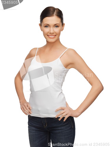 Image of woman in blank white t-shirt