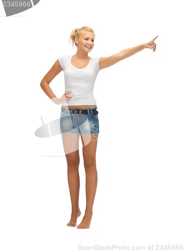 Image of teenage girl poining her finger