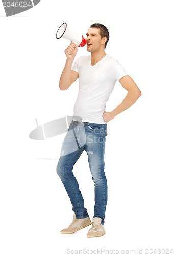 Image of handsome man with megaphone