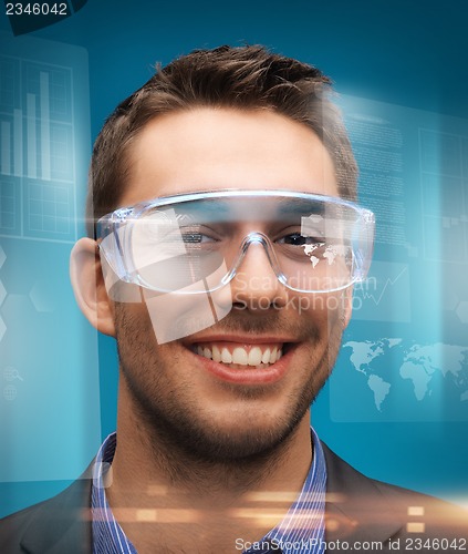 Image of businessman with digital glasses