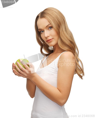 Image of woman with green apple