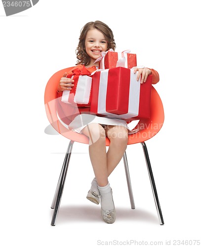 Image of girl with gift boxes