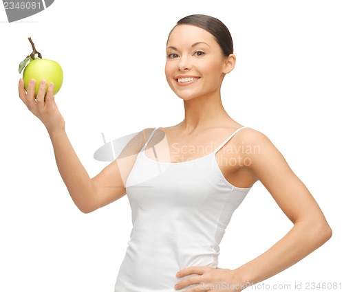 Image of woman with green apple