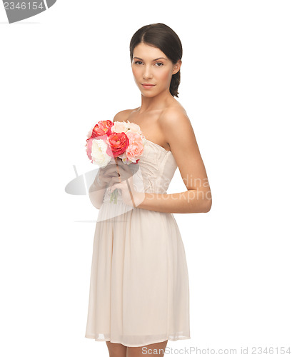 Image of woman with bouquet of flowers