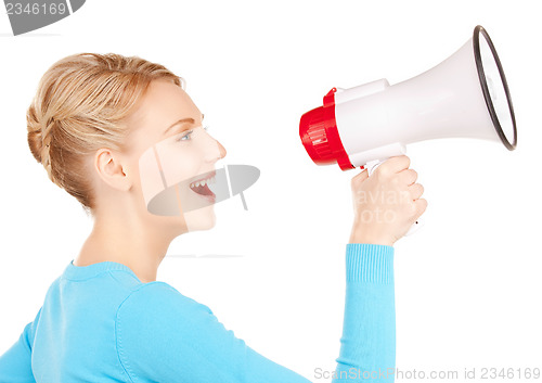 Image of happy woman with megaphone