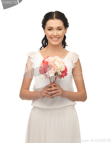 Image of woman with bouquet of flowers