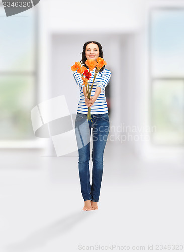 Image of beautiful woman with flowers