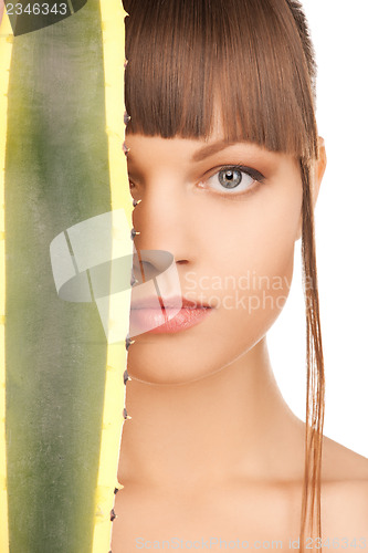 Image of lovely woman with aloe vera