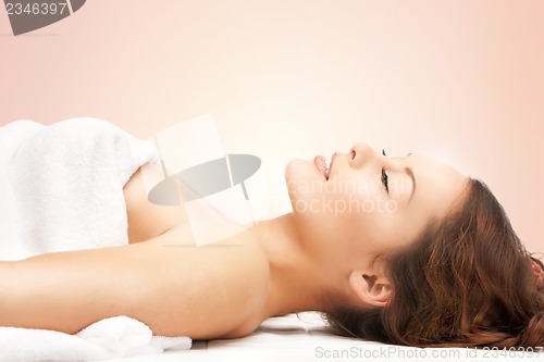 Image of beautiful woman in spa salon