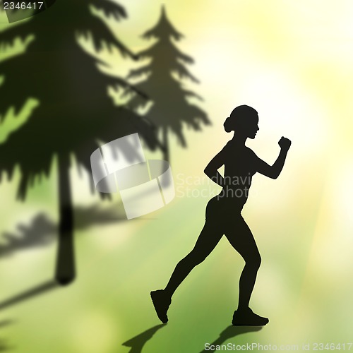 Image of silhouette of jogging woman