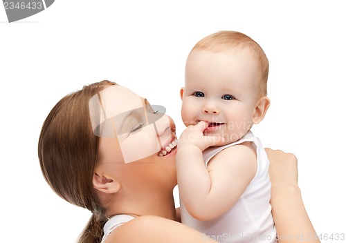 Image of happy mother with adorable baby