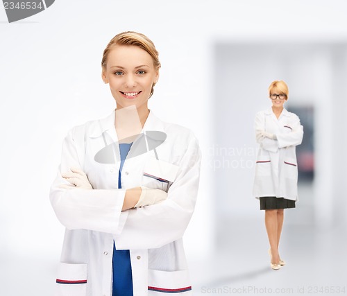 Image of two attractive female doctors