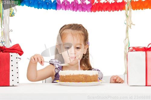 Image of litle girl with birthday cake