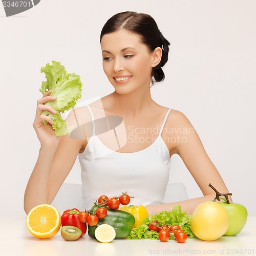 Image of woman with fruits and vegetables