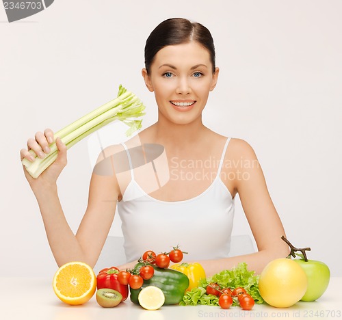 Image of woman with fruits and vegetables