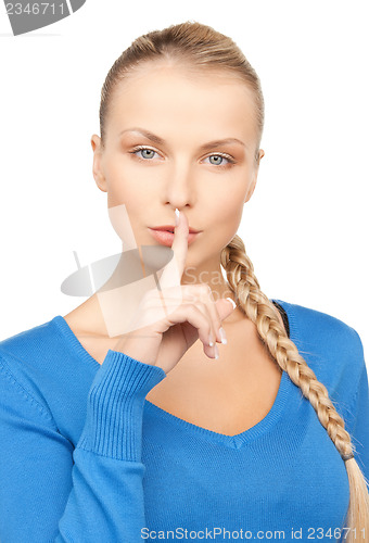 Image of picture of woman with finger on lips