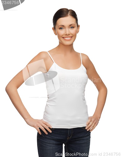 Image of woman in blank white t-shirt