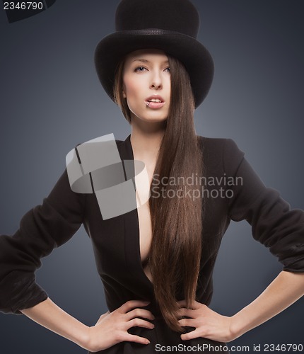 Image of woman in top hat