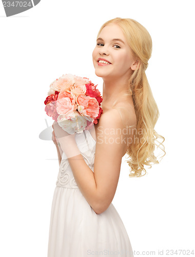 Image of woman with bouquet of flowers