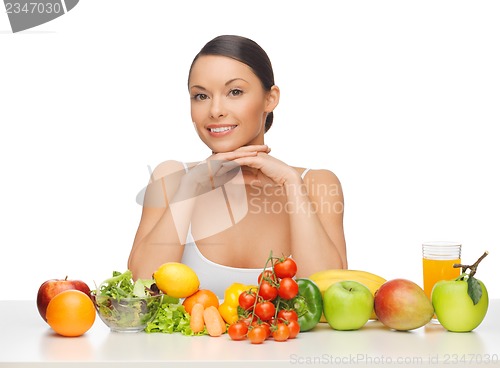 Image of woman with fruits and vegetables