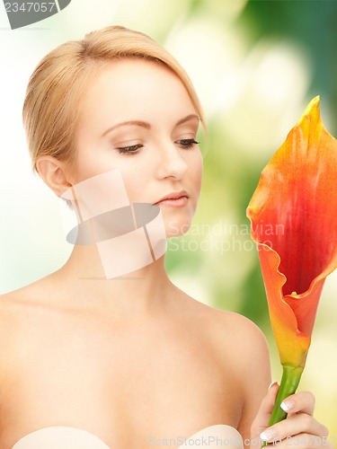 Image of beautiful woman with calla flower