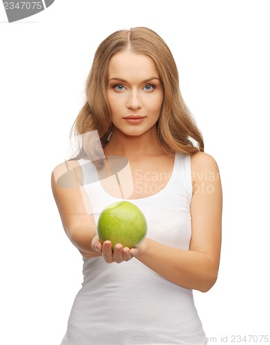 Image of woman with green apple