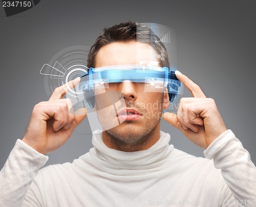 Image of businessman with digital glasses