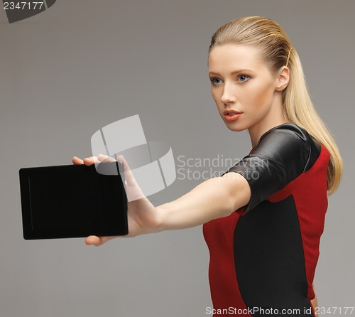 Image of futuristic woman with tablet pc