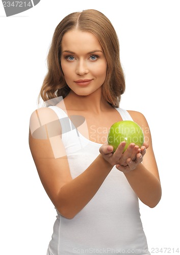 Image of woman with green apple