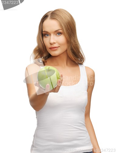 Image of woman with green apple